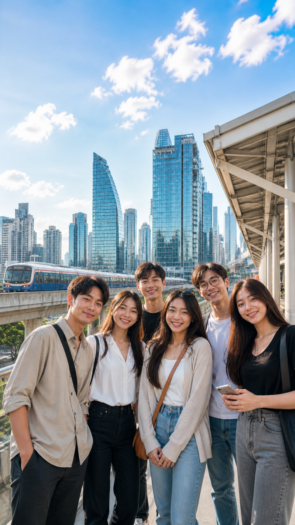 Nhóm bạn trẻ Việt tại BTS Bangkok